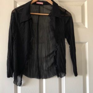 2 for $12 | Sheer Black Cardigan with Lace